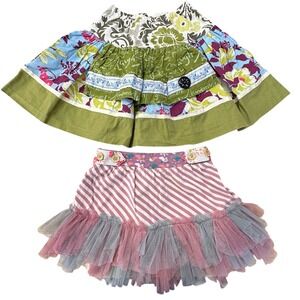Matilda Jane Girls Skirt Bundle Tiered Ruffle Floral Print‎ Size 4